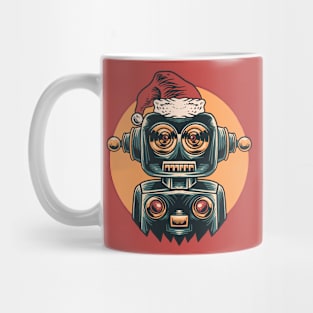 Retro Christmas Robot with Santa Hat Mug